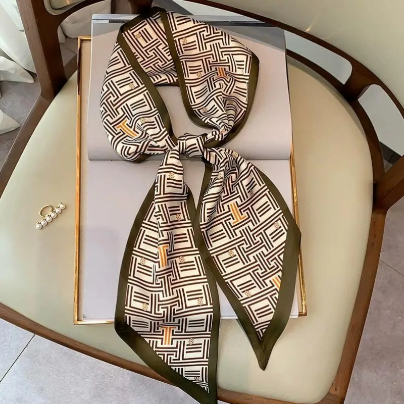 Women Fashion Necktie - Luxury Geometry Skinny Silk Scarfs Women