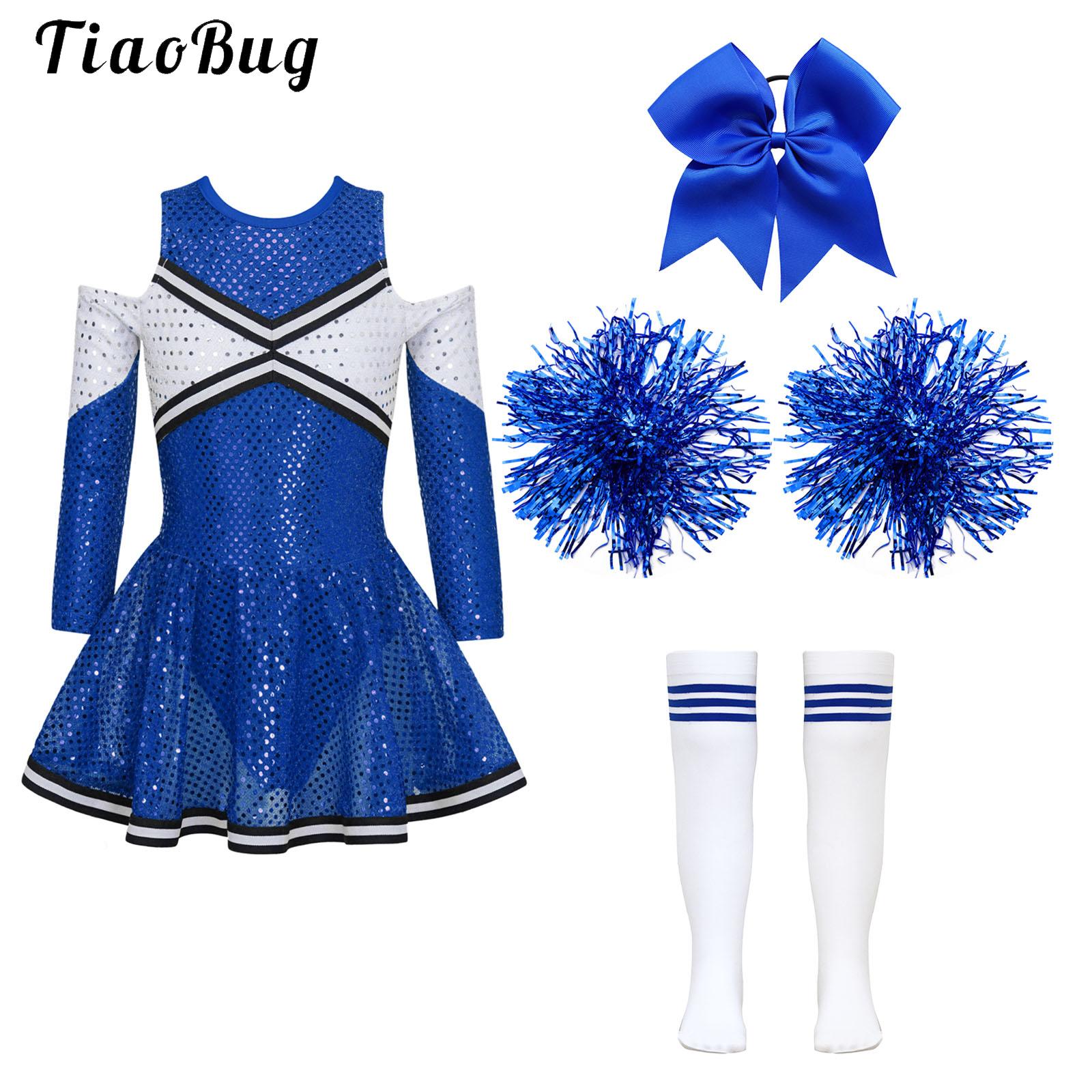 Off Shoulder Top - Kids Girls Cheerleading Dance Outfits Long