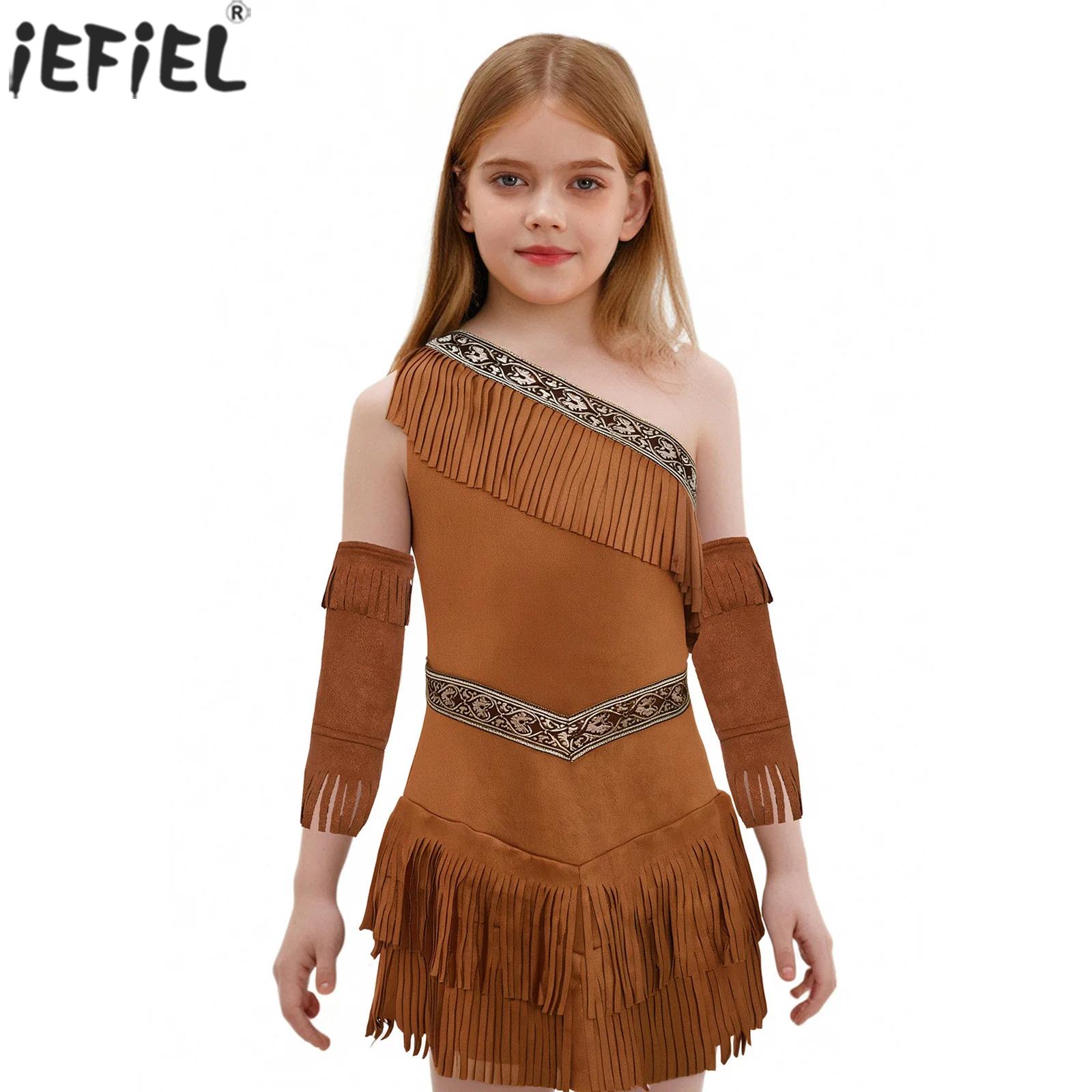 Off Shoulder Top - Kids Girls Native American Princess Cosplay