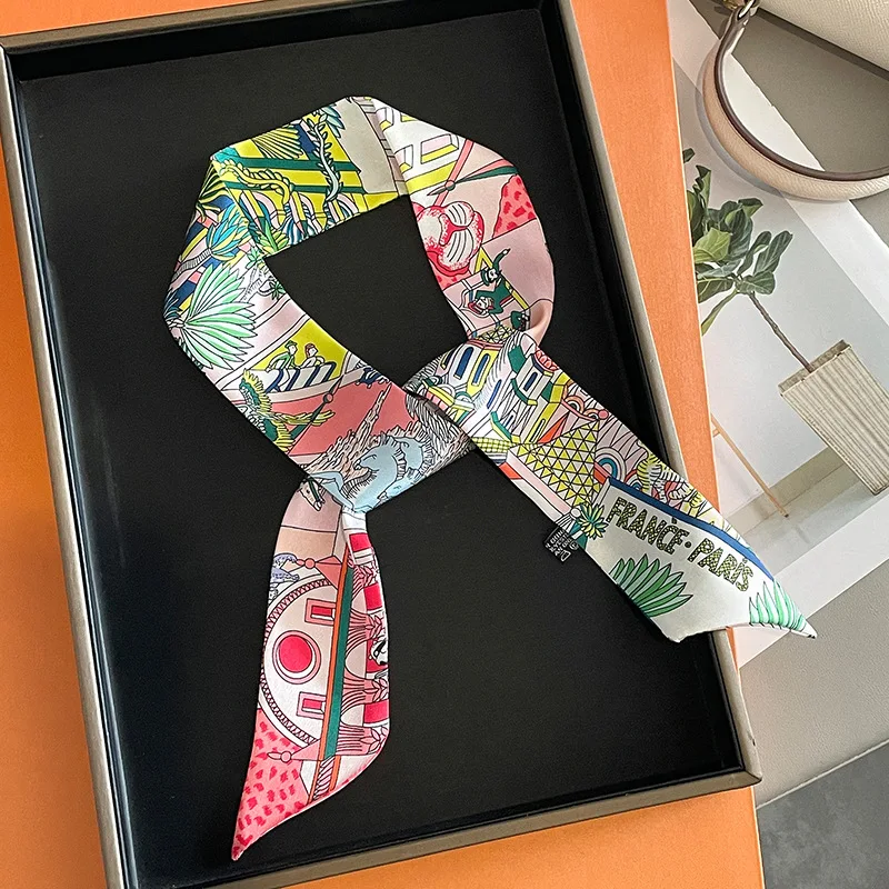 Women Fashion Necktie - Luxury Design Horse Print Skinny Silk