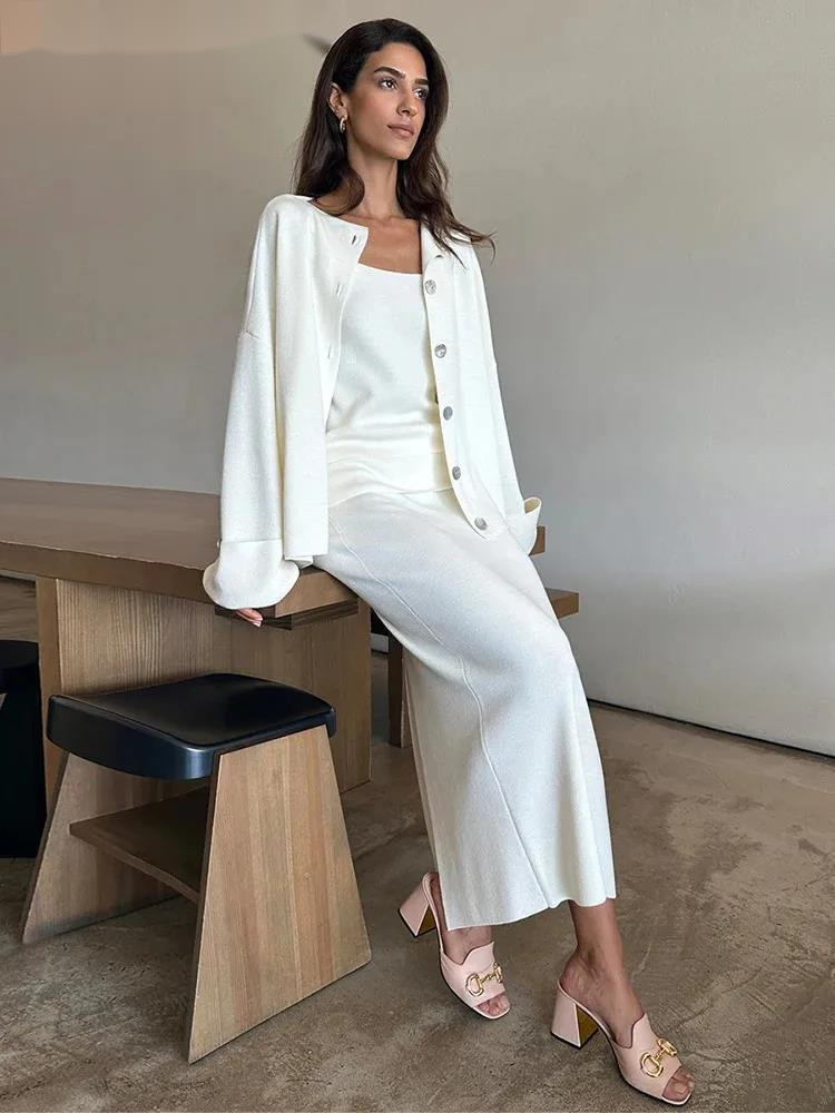 Longline Cardigan Knit - Fashion Pink 3 Piece Set Women's
