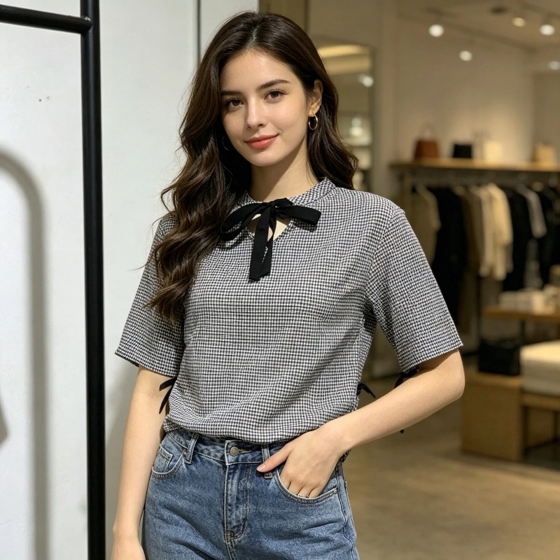 Women Fashion Necktie - New Vintage Summer Plaid Bow Tie
