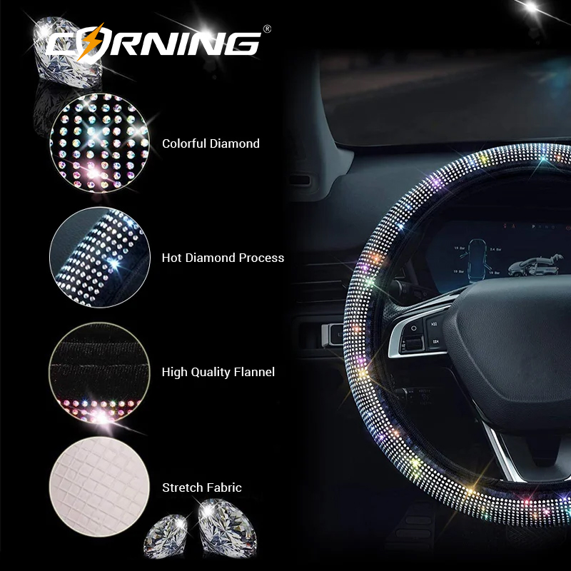 Women Fashion Hub - Universal Car Steering Wheel Cover Bling
