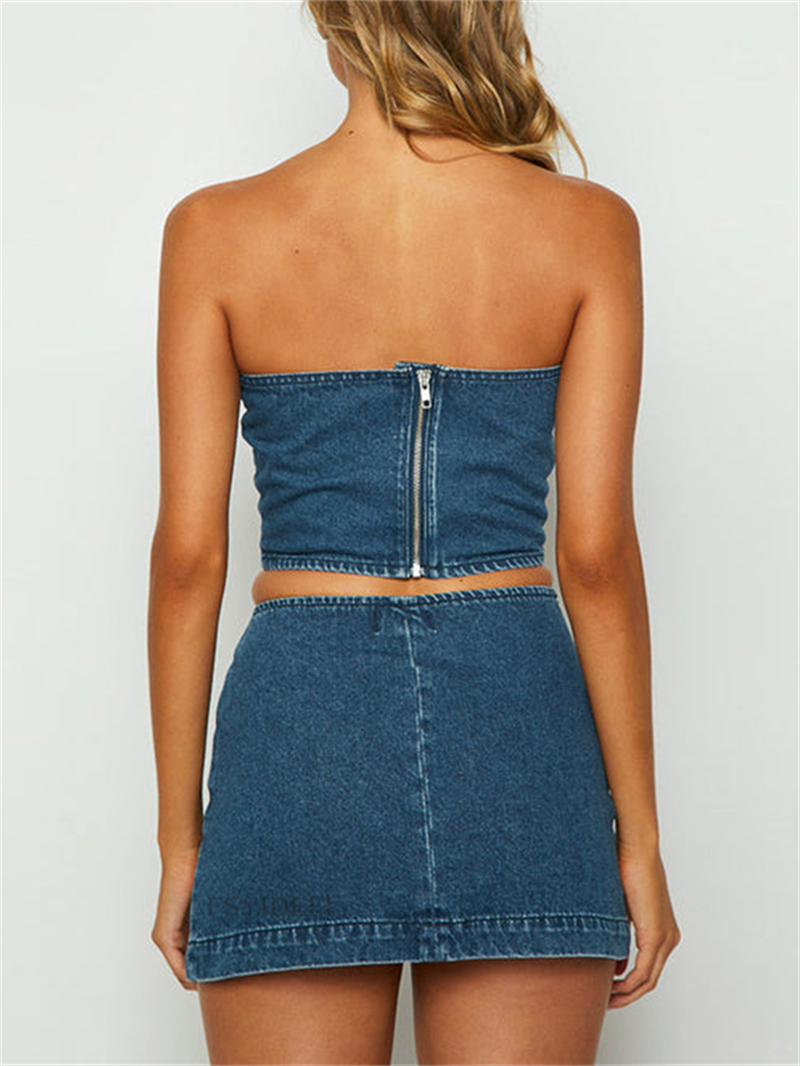 Sexy Denim 2 Piece Sets Women  - Women Fashion Jeans Top ulasan dan harga