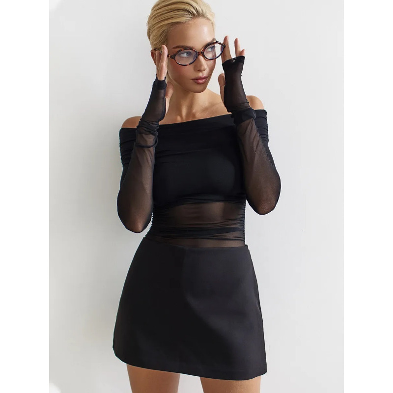 Women  Mesh Off Shoulder Top S - Off Shoulder Top ulasan dan harga