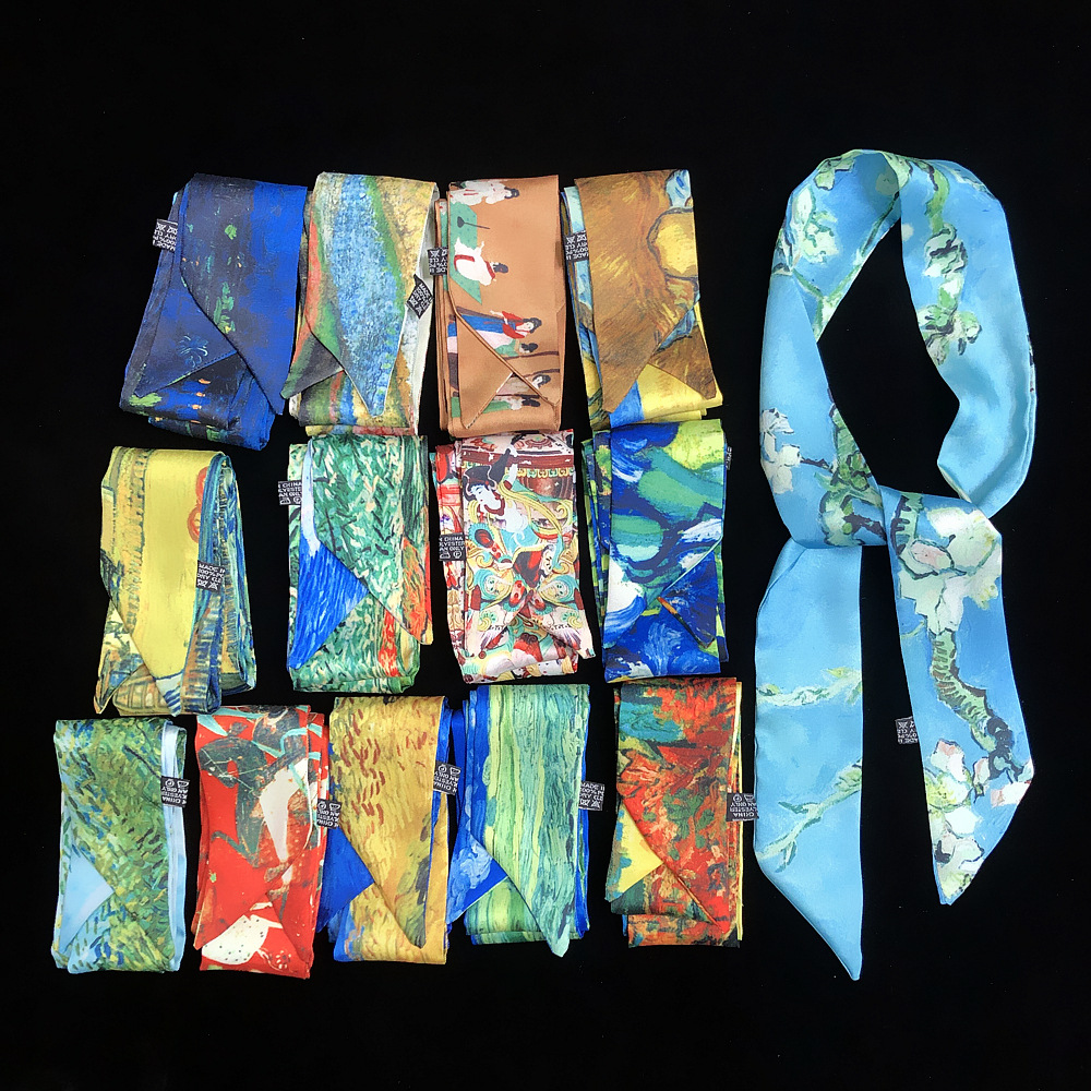 2023 Van Gogh Oil Painting Twi - Women Fashion Necktie ulasan dan harga