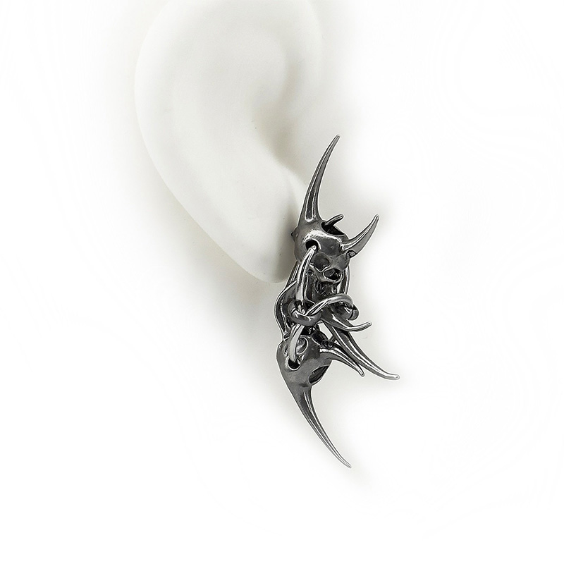 Edgy Demon Horn Skull Earrings - Women'S Fashion Edgy ulasan dan harga