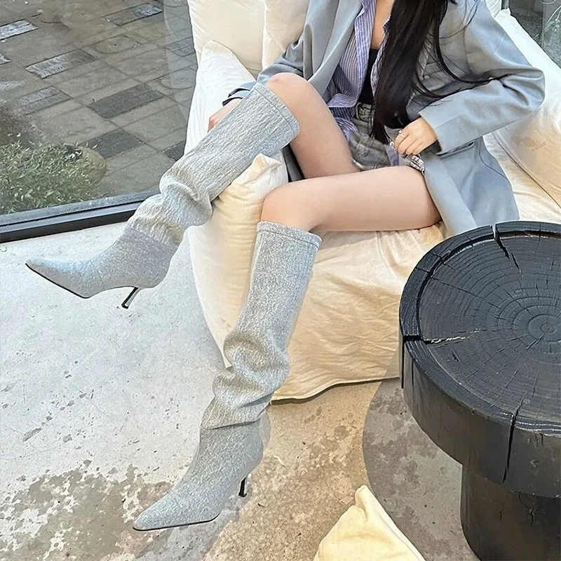 High Heel Long Tube over Knee  - Women Fashion Jeans ulasan dan harga