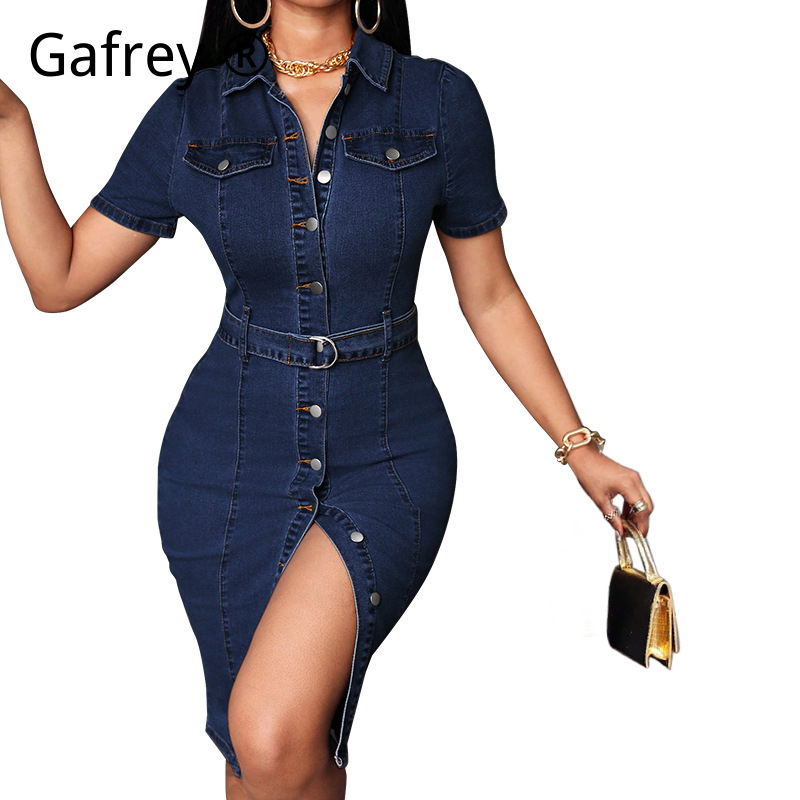 Women Denim Midi Dress Stretch - Women Fashion Jeans ulasan dan harga