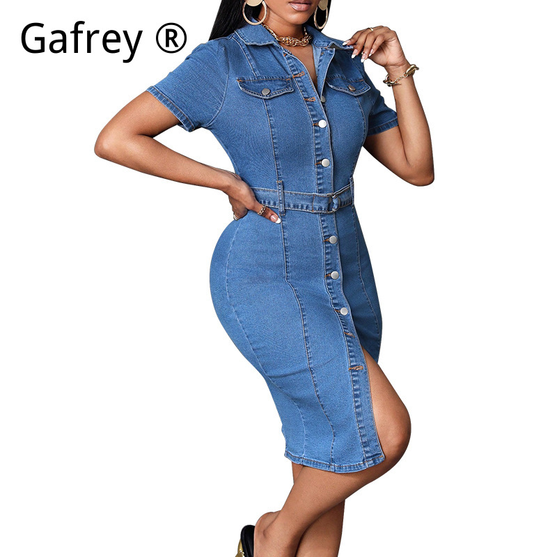 Women Denim Midi Dress Stretch - Women Fashion Jeans ulasan dan harga