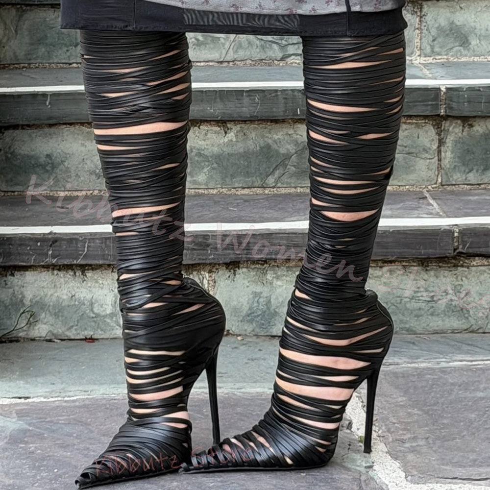 Strappy Thigh High Boots Over  - Women'S Fashion Edgy ulasan dan harga