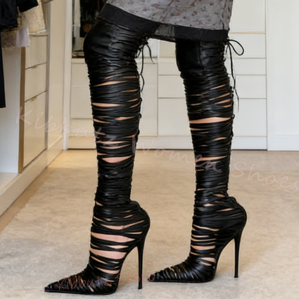 Strappy Thigh High Boots Over  - Women'S Fashion Edgy ulasan dan harga