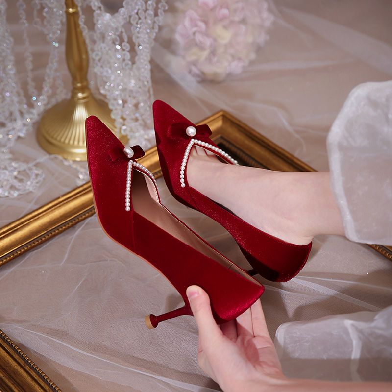 Red High Heel Pearl Ladies Pum - Women'S Fashion Quick Delivery ulasan dan harga