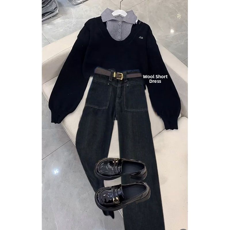 Slimming Short Knitted Top And - Women Fashion Jeans Top ulasan dan harga