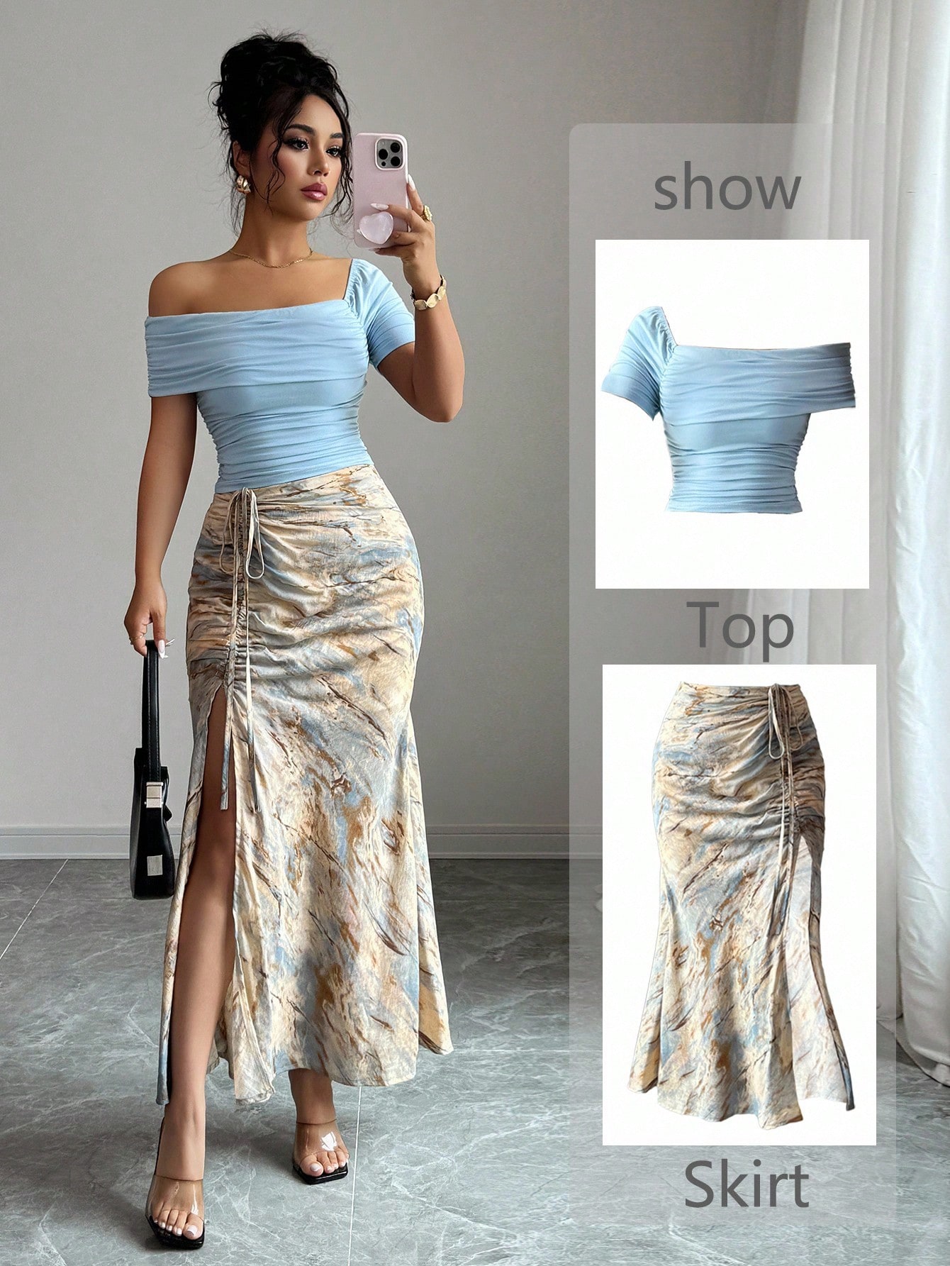 2-Piece Women's Set: Off-Shoul - Off Shoulder Top ulasan dan harga