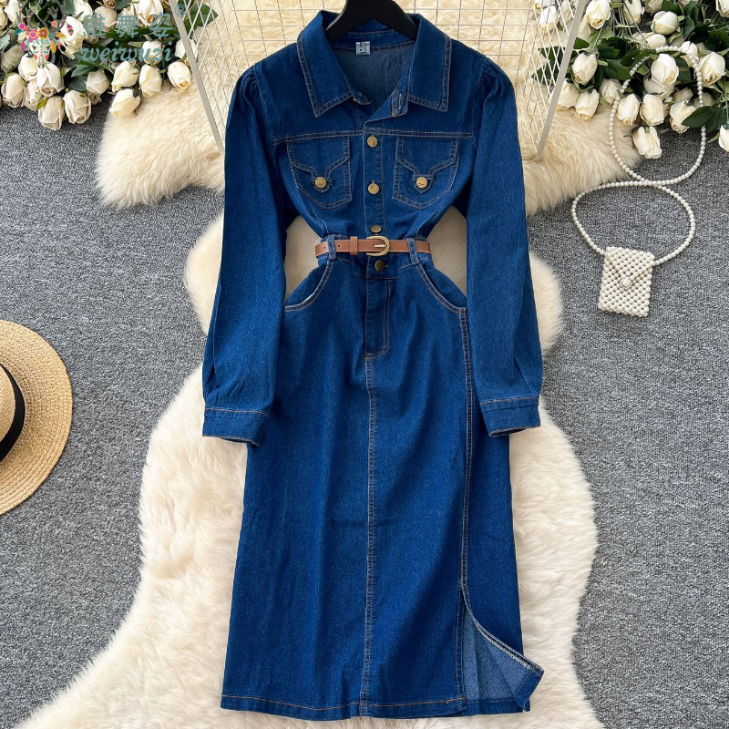 Elegant Women's Denim Dress So - Women Fashion Jeans ulasan dan harga