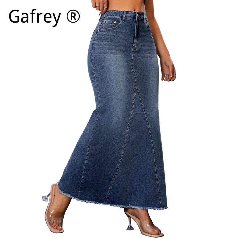 Women Denim Midi Skirt High Wa - Women Fashion Jeans ulasan dan harga