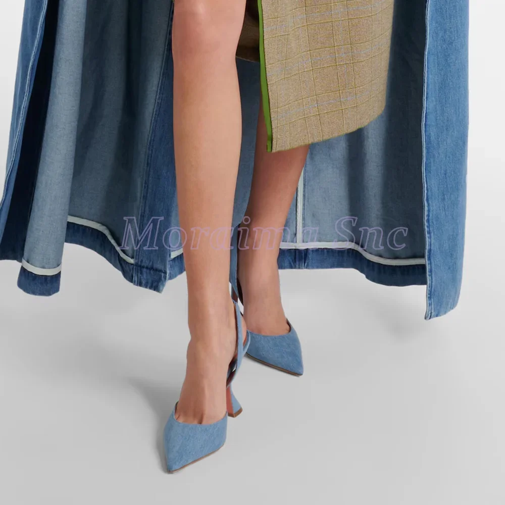 Denim Pointed Toe Sandals Wine - Women'S Fashion For Summer 2025 ulasan dan harga