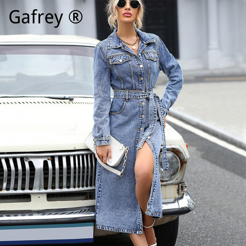 Women Long Sleeve Denim Dress  - Women Fashion Jeans ulasan dan harga