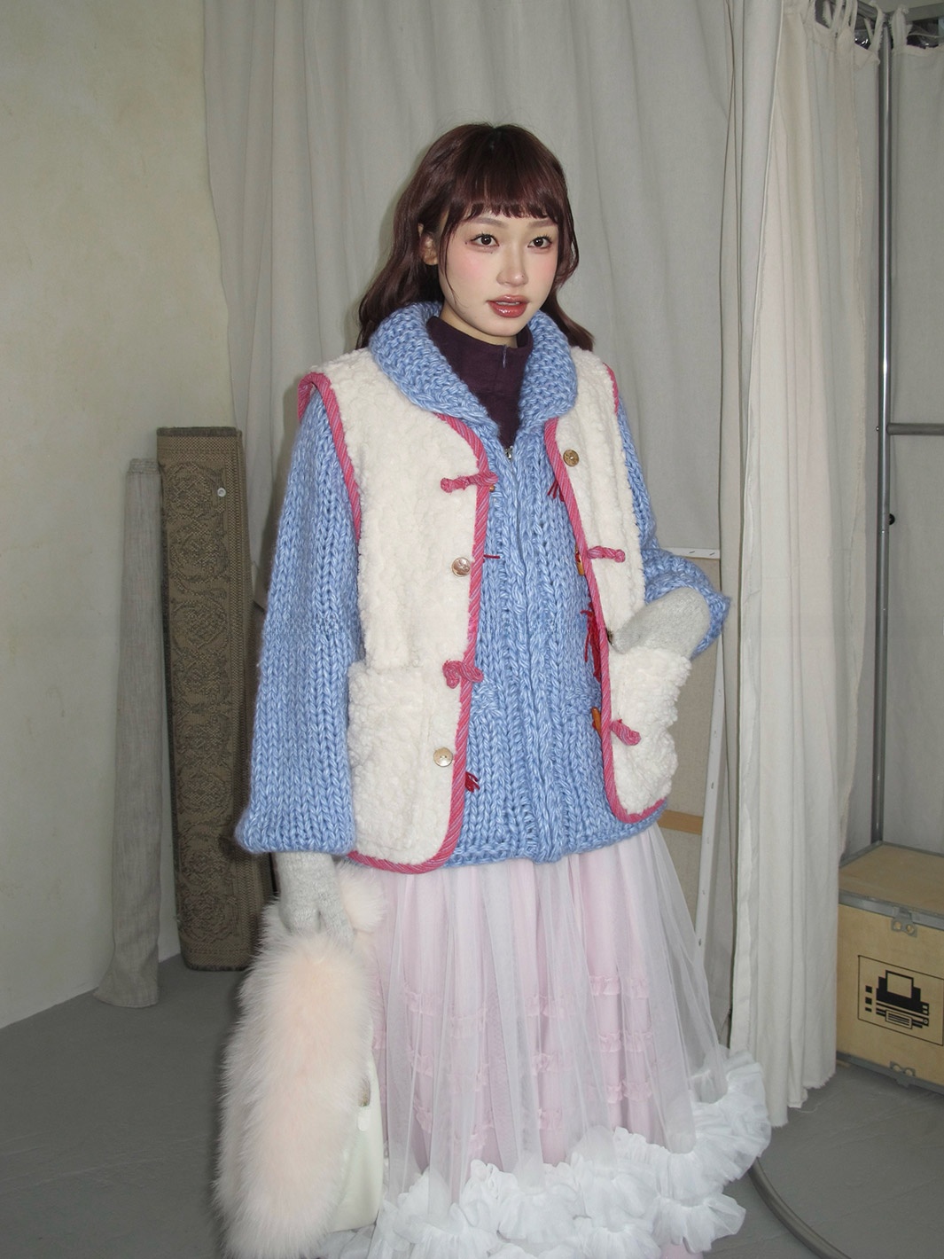 Korean Style Lazy Feel Handmad - Longline Cardigan Knit ulasan dan harga