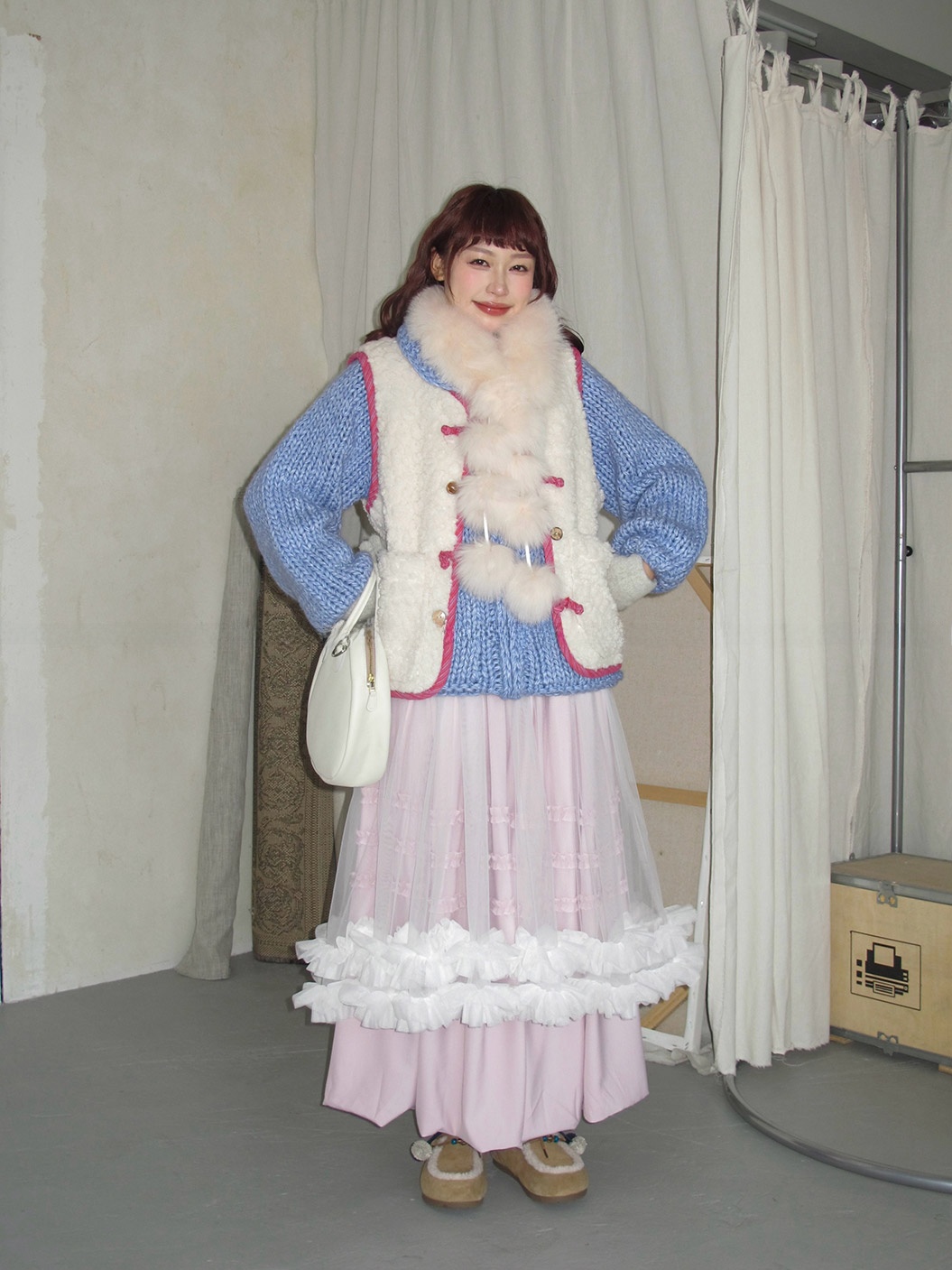 Korean Style Lazy Feel Handmad - Longline Cardigan Knit ulasan dan harga