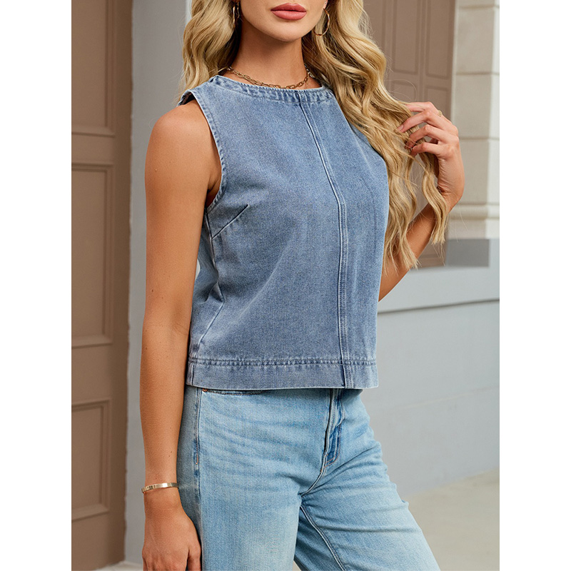 Benuynffy Casual Round Neck De - Women Fashion Jeans ulasan dan harga
