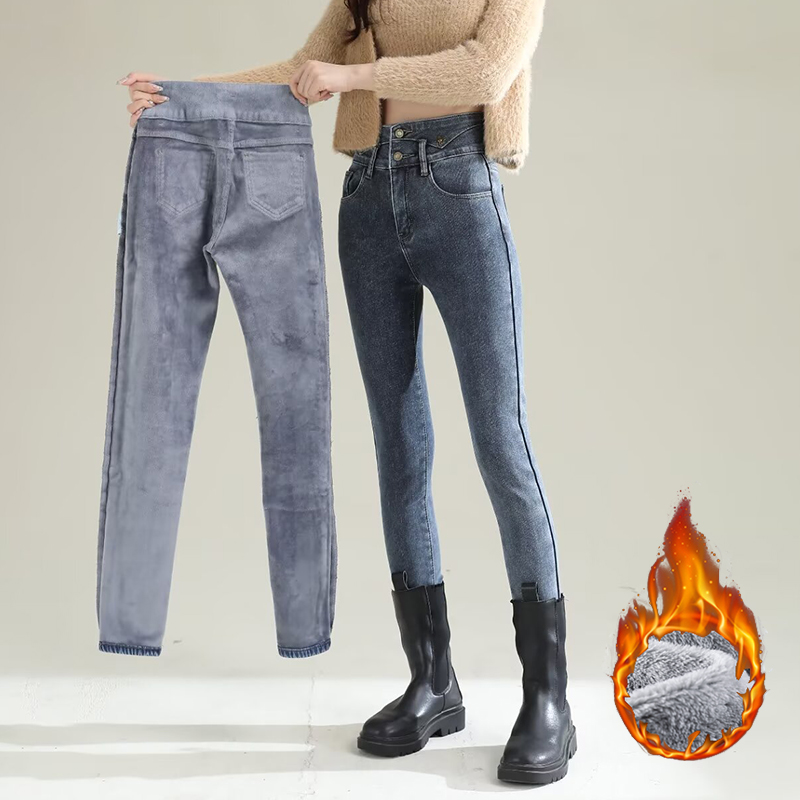 Winter Lady Chic Plush Thermal - Women Fashion Jeans ulasan dan harga