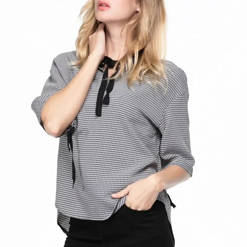 New Vintage Summer Plaid Bow T - Women Fashion Necktie ulasan dan harga