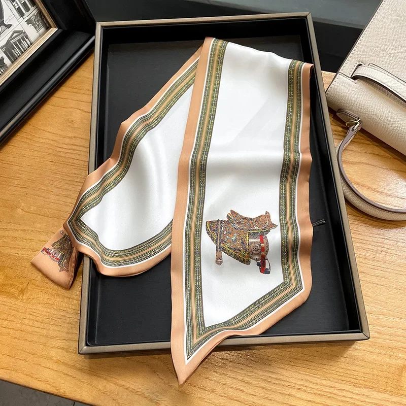 Retro Print Skinny Silk Scarfs - Women Fashion Necktie ulasan dan harga