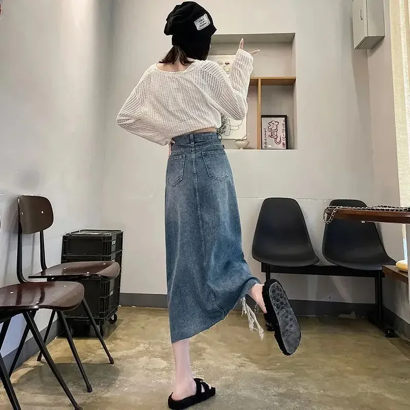 Women's Denim Skirt High Waist - Women Fashion Jeans ulasan dan harga
