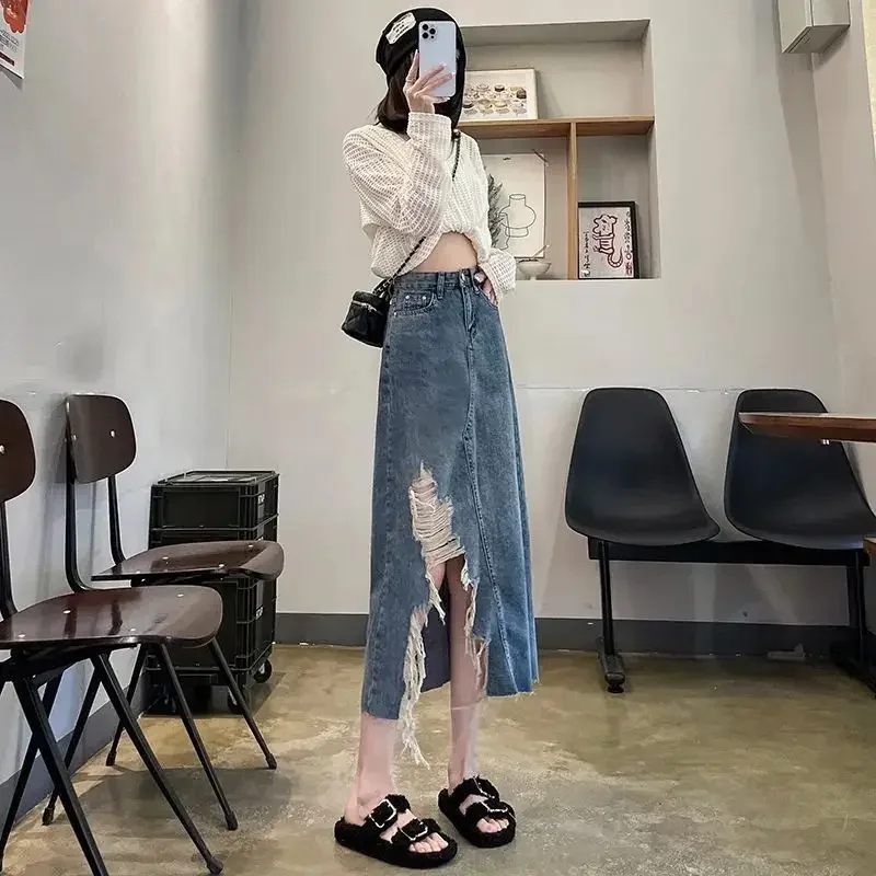 Women's Denim Skirt High Waist - Women Fashion Jeans ulasan dan harga