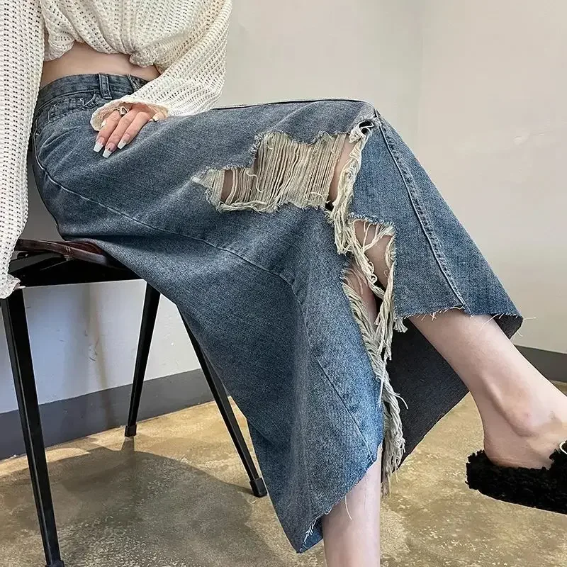Women's Denim Skirt High Waist - Women Fashion Jeans ulasan dan harga