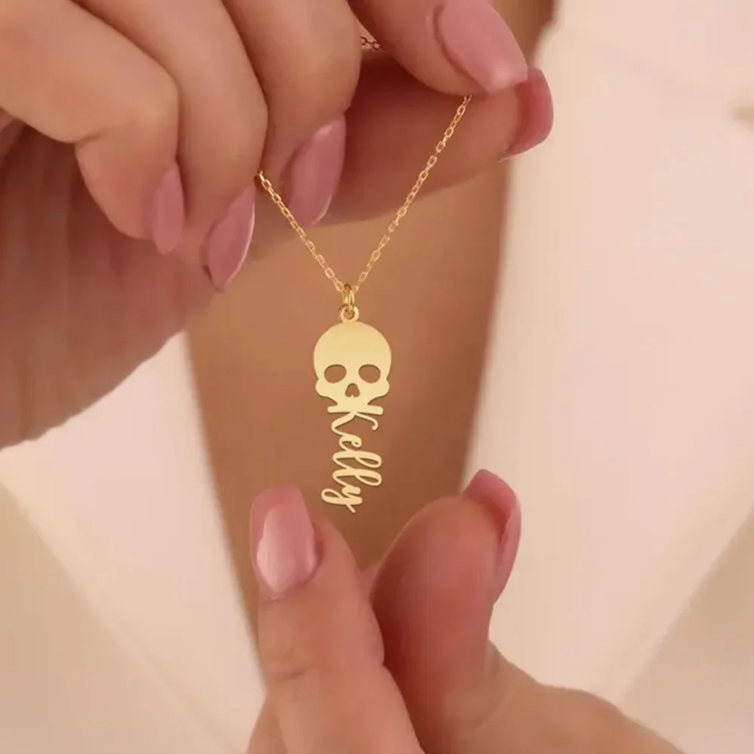 Custom Skull Necklace Personal - Women'S Fashion Edgy ulasan dan harga