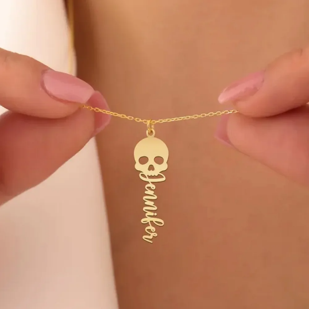 Custom Skull Necklace Personal - Women'S Fashion Edgy ulasan dan harga