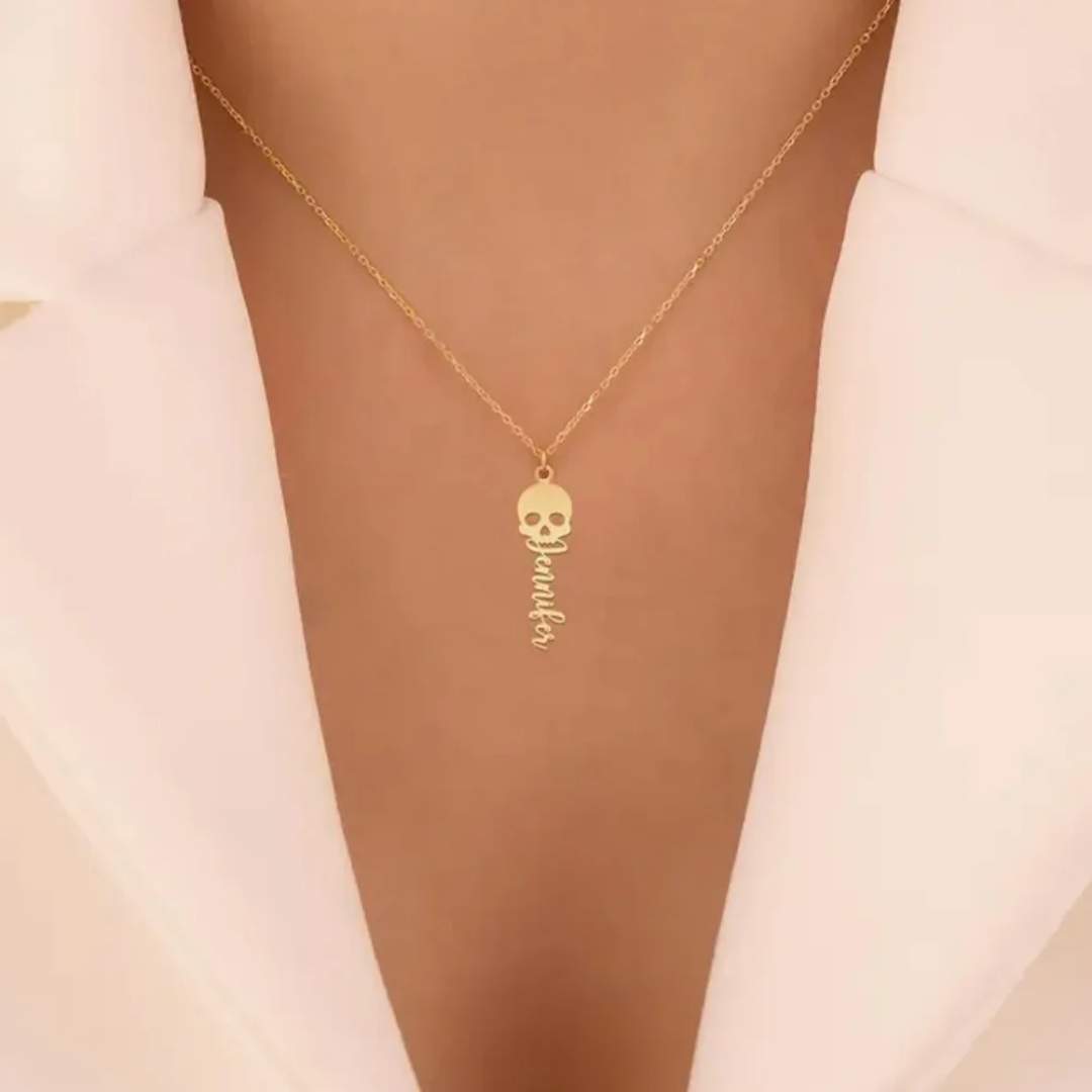Custom Skull Necklace Personal - Women'S Fashion Edgy ulasan dan harga