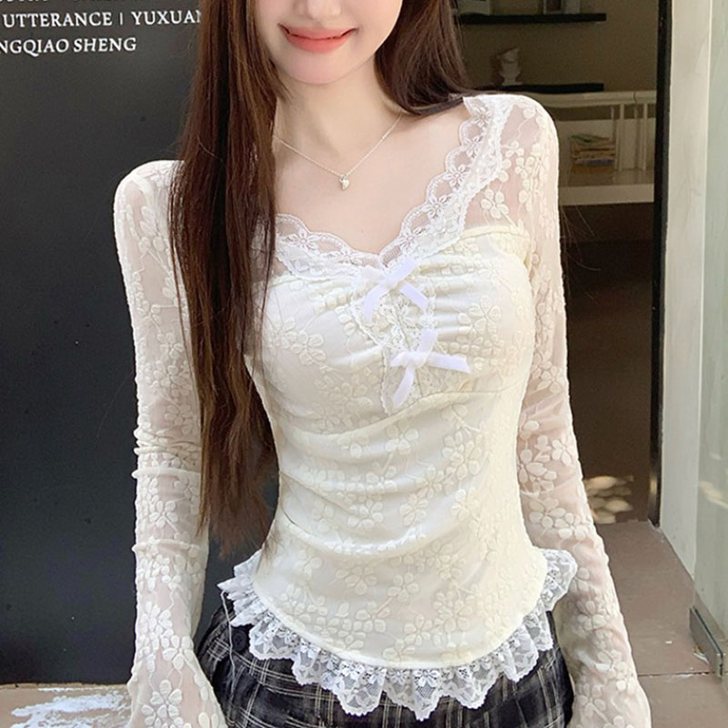 Women Long Sleeved T-shirt V-n - Women Fashion Simple ulasan dan harga