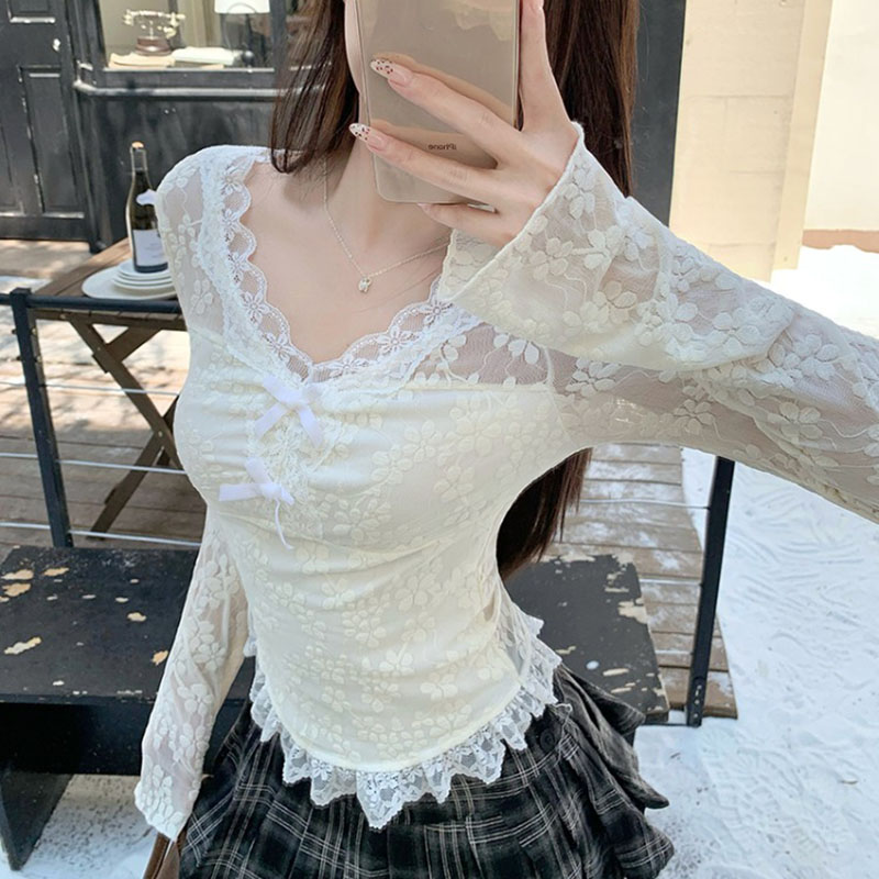 Women Long Sleeved T-shirt V-n - Women Fashion Simple ulasan dan harga