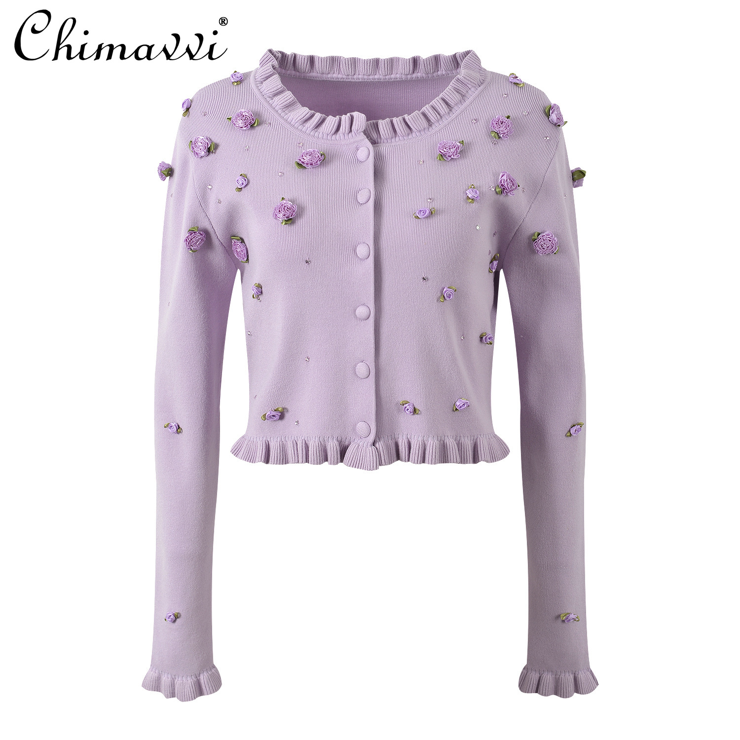 French 3D Flower Hot Diamond F - Longline Cardigan Knit ulasan dan harga