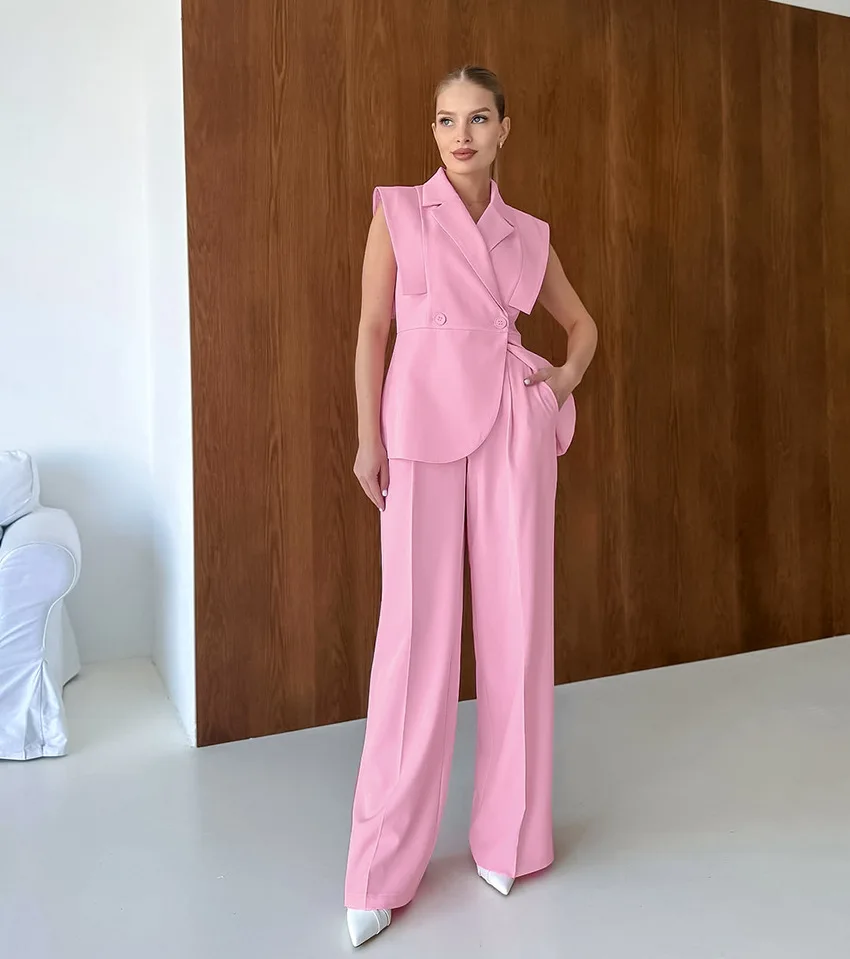 Pink Waistcoat Pants Suit Wome - Women'S Fashion For Summer 2025 ulasan dan harga