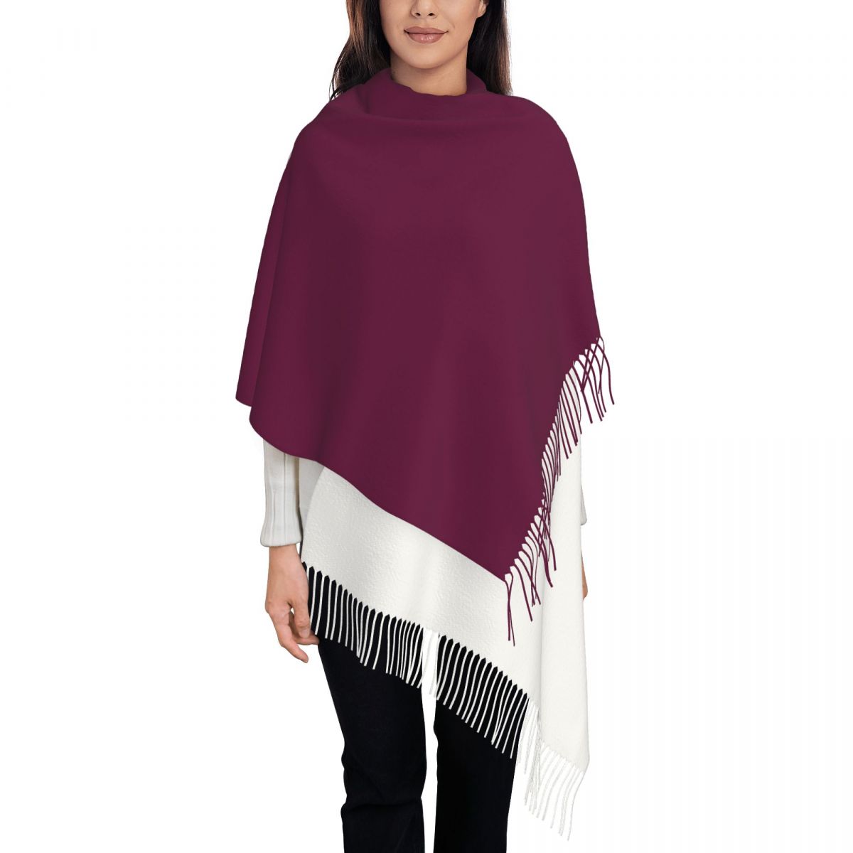 Qatar Flag Women's Tassel Shaw - Women Fashion Qatar ulasan dan harga