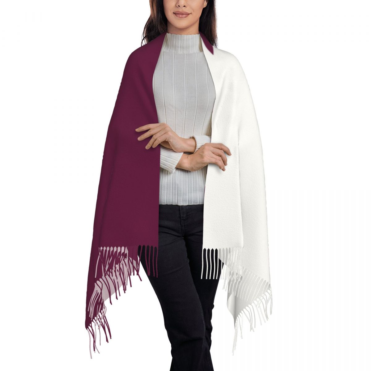 Qatar Flag Women's Tassel Shaw - Women Fashion Qatar ulasan dan harga
