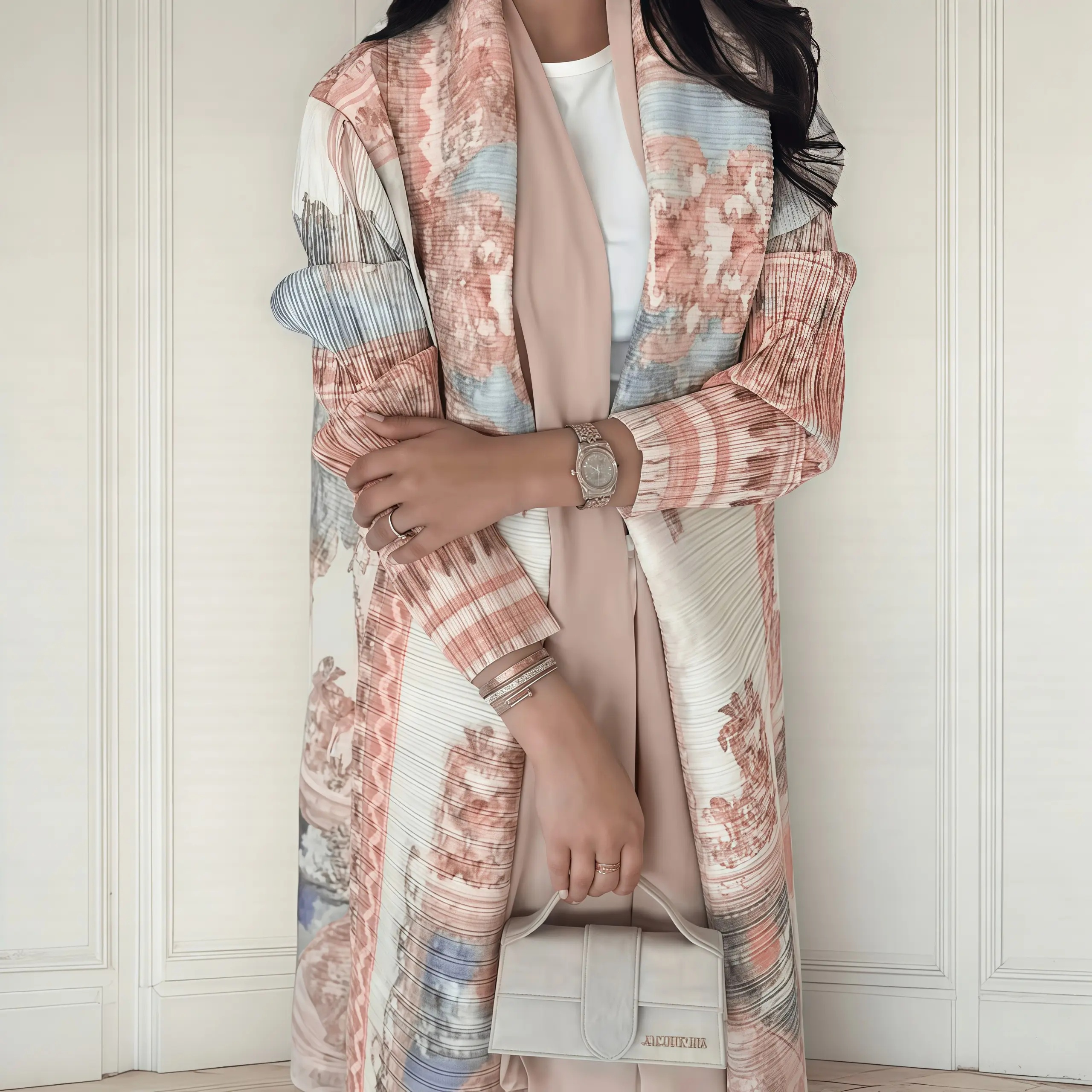 YUDX Miyake Pleated Print Fold - Longline Cardigan Knit ulasan dan harga